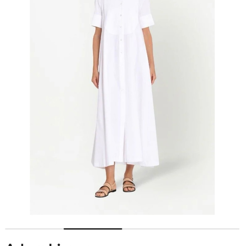 Adam Lippes White band collar poplin cotton dress